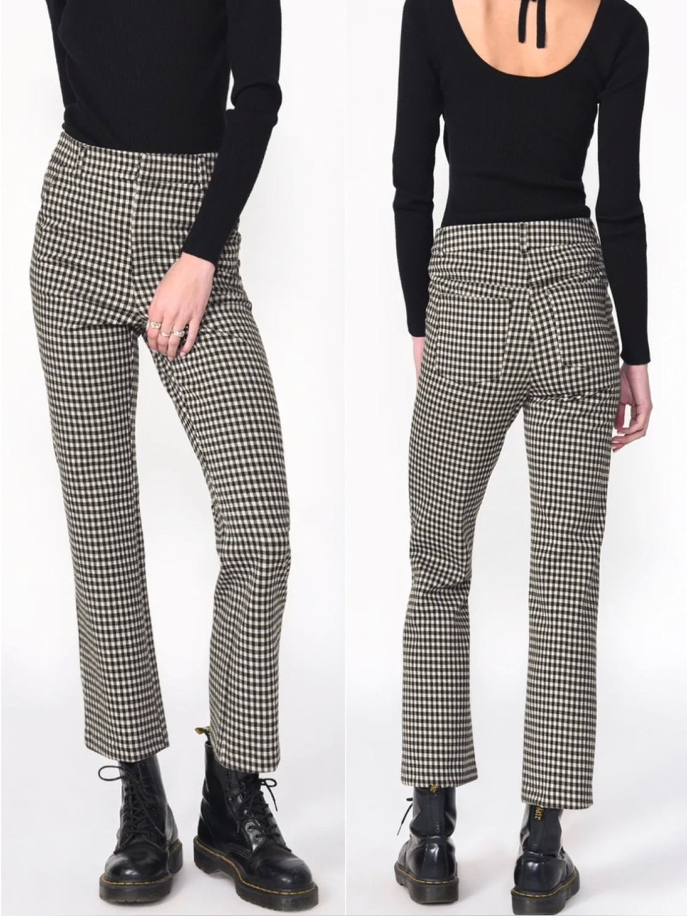 Anthro Greylin Philly Check Ponti Trousers Black Check Size Small EUC
